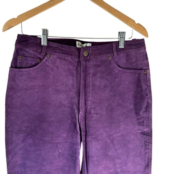 Bagatelle Vintage NWT Wine Suede Leather High Waist Straight Leg Pant Sz 12 LONG - Picture 1 of 11